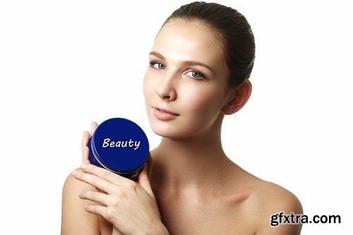 Collection of beautiful girl woman face cream beauty over health care 25 HQ Jpeg