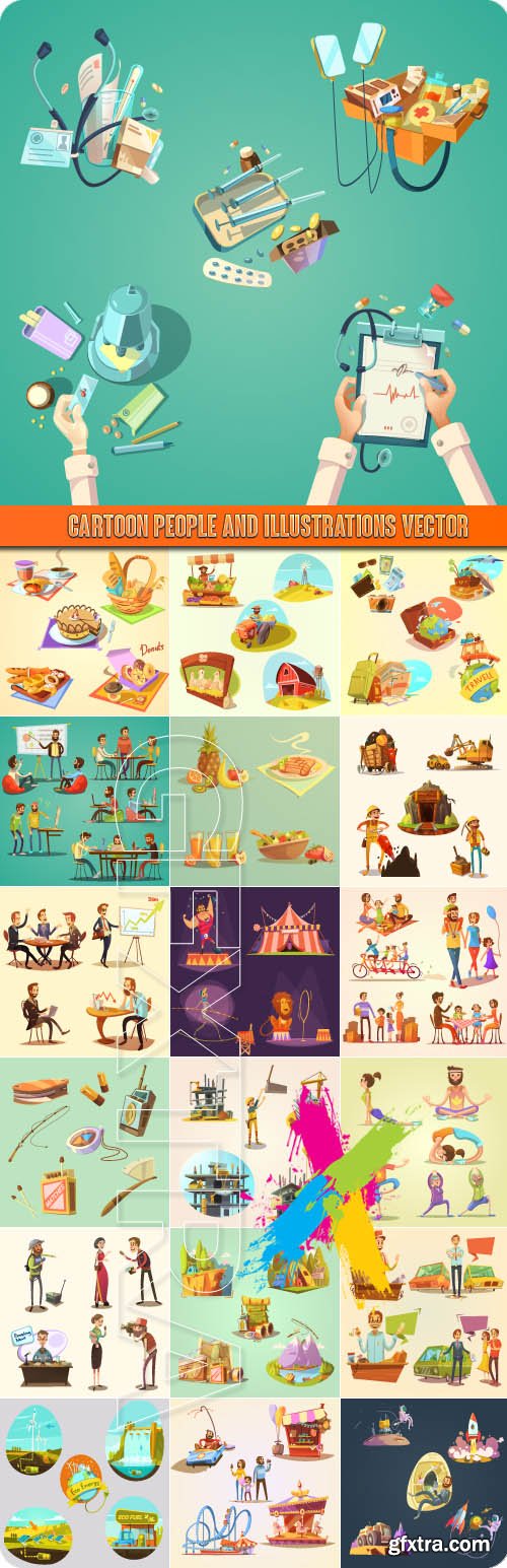 Cartoon people and Illustrations vector