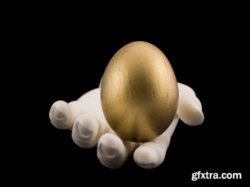 Golden egg in the hand-8xJPEGs