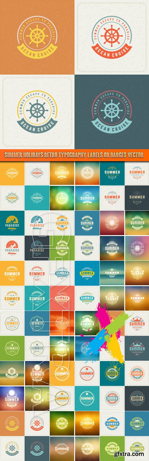 Summer Holidays Retro Typography Labels or Badges vector