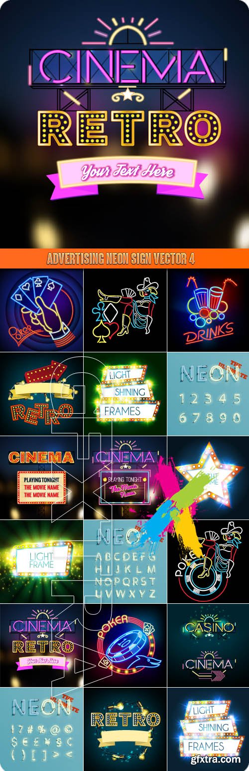 Advertising neon sign vector 4