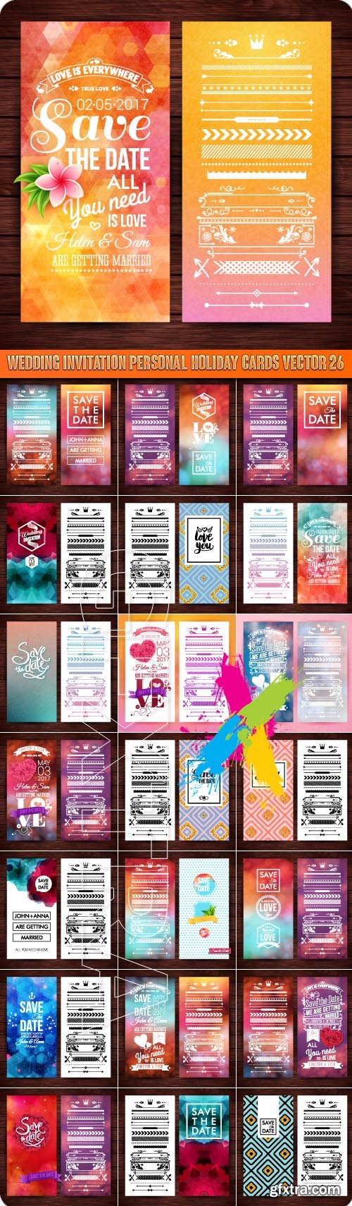 Wedding invitation personal holiday cards vector 26