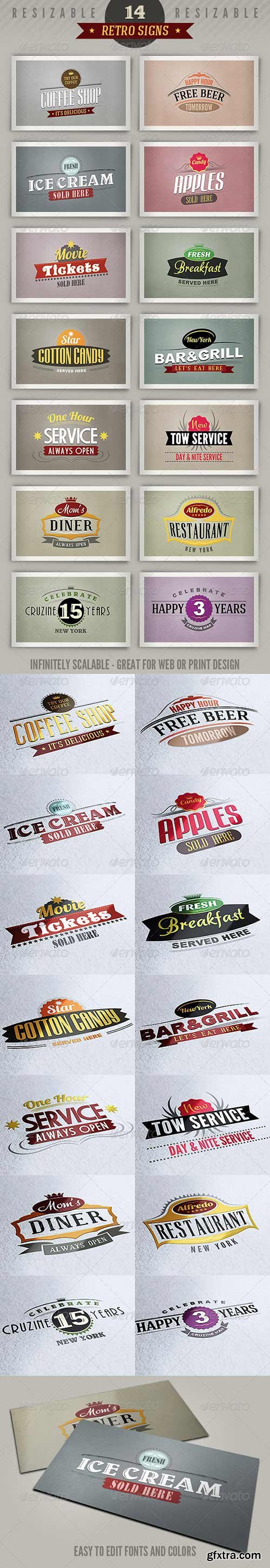 GraphicRiver - 14 Retro Signs or Banners 1779137 GraphicRiver - 14 Retro Signs or Banners 1779137
