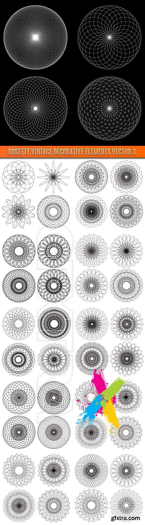 Rosette vintage decorative elements vector 3