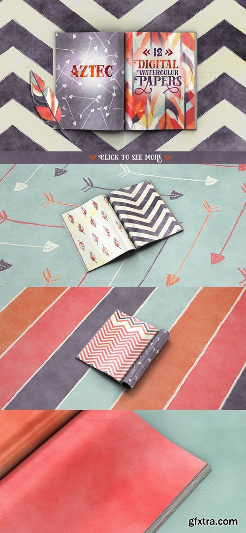 CM - Watercolor Aztec Digital Paper 124634 CM - Watercolor Aztec Digital Paper 124634