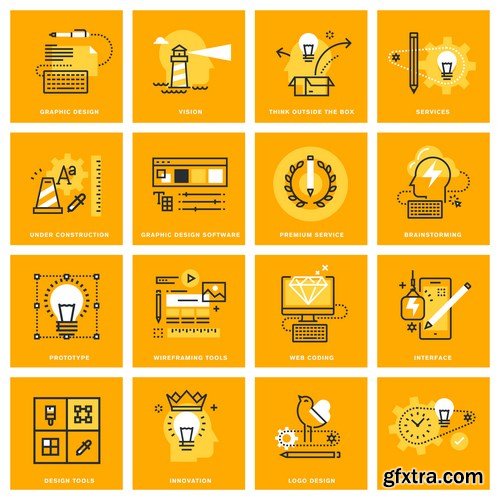 Set of Thin Line Web Icons of Graphic Design - 25xEPS