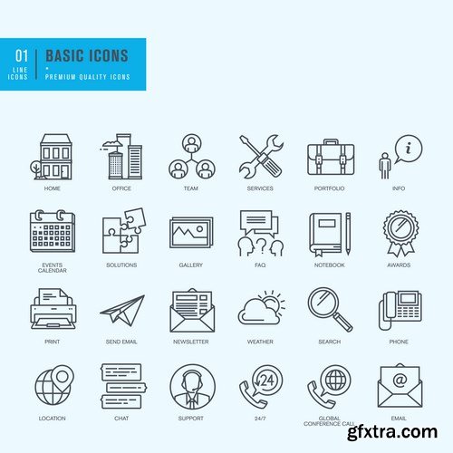 Set of Thin Line Web Icons of Graphic Design - 25xEPS