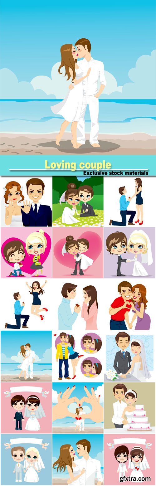 Loving Couple, Bride and Groom 24xEPS