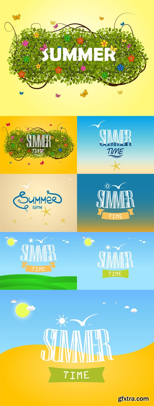 Vector Set - 8 Summer time illustrations Vector Set - 8 Summer time illustrations