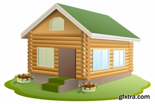 Collection of wooden house on a tree hut vector image 25 EPS