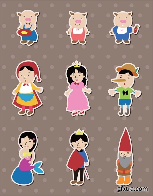 Collection of cartoon icon web design element vector children 25 EPS