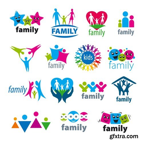 big set of vector logos family 10X EPS