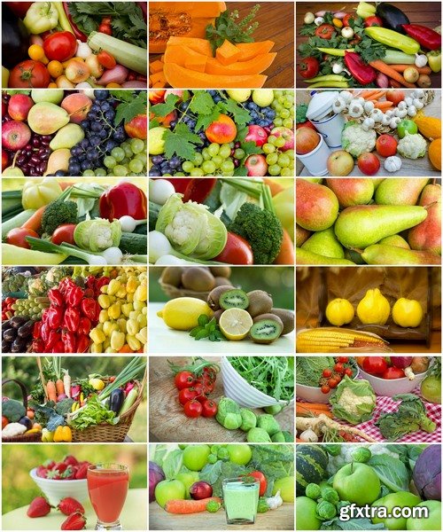 Collection of fruits vegetables set group beet sprouts pumpkin juice tomato 25 HQ Jpeg