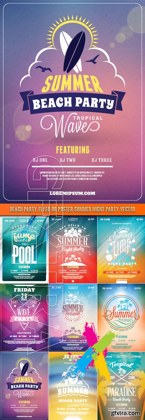 Beach Party Flyer or Poster Summer Night Party Vector