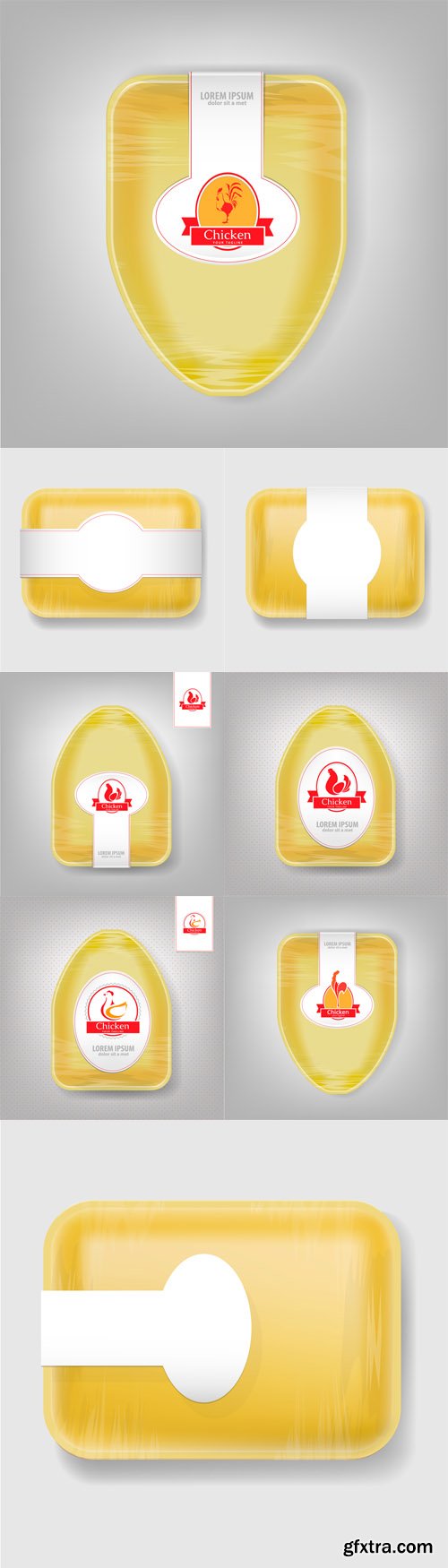 Vector Set - Plastic Food Container for Chicken Yellow Vector Set - Plastic Food Container for Chicken Yellow