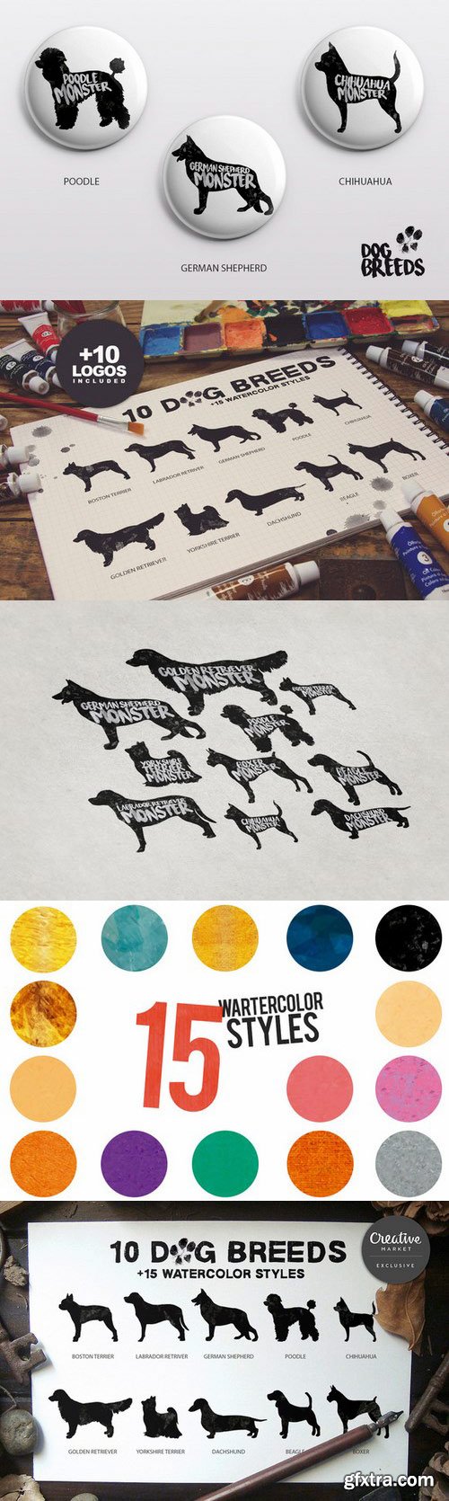 CM - 10 Dog Breeds + 15 Watercolor Styles 392548 CM - 10 Dog Breeds + 15 Watercolor Styles 392548