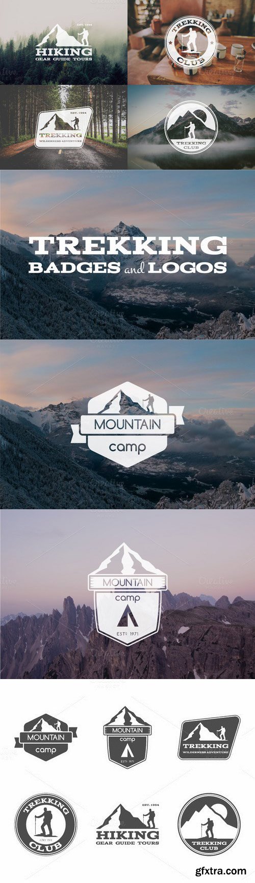 CM - 6 Trekking Adventure Badges &amp; Logos 342424