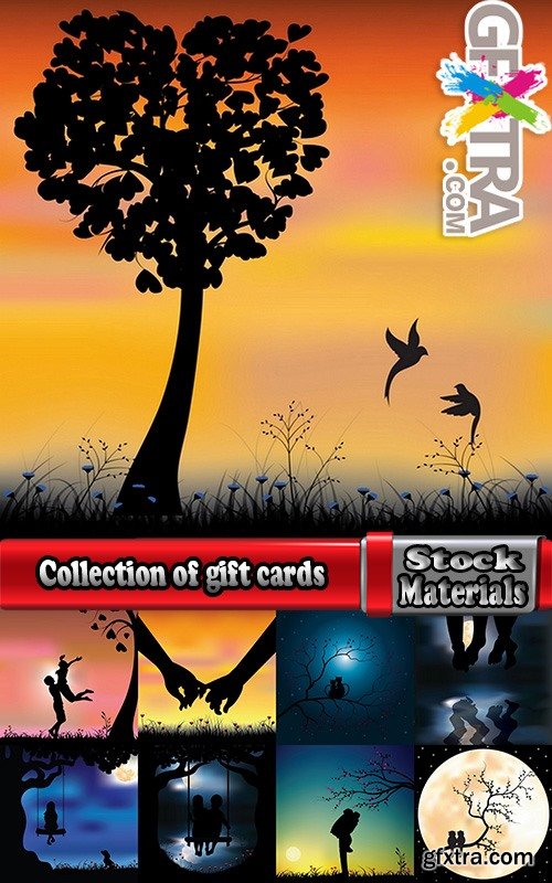 Collection of different vector image gift cards birthday celebration 2-25 Eps