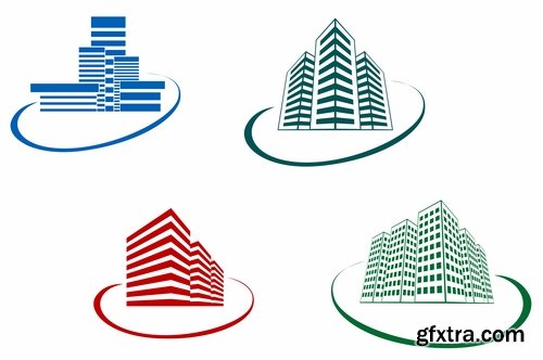 Collection icon logo house building skyscraper Web site design business campaign 25 EPS