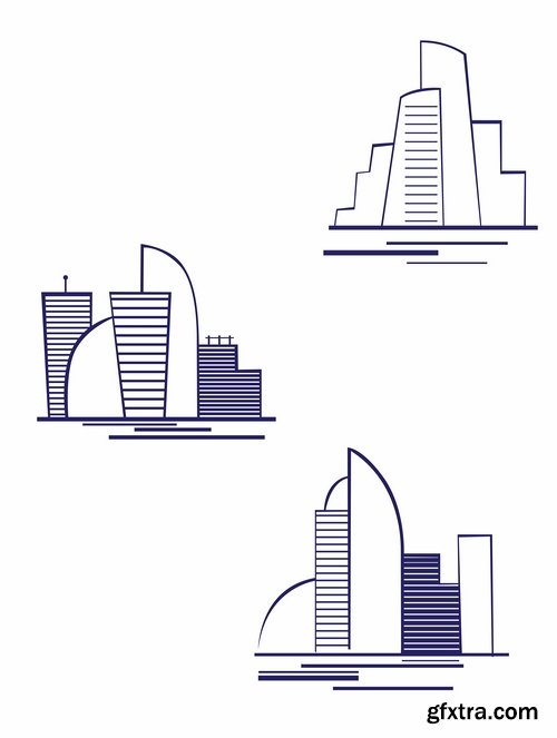 Collection icon logo house building skyscraper Web site design business campaign 25 EPS