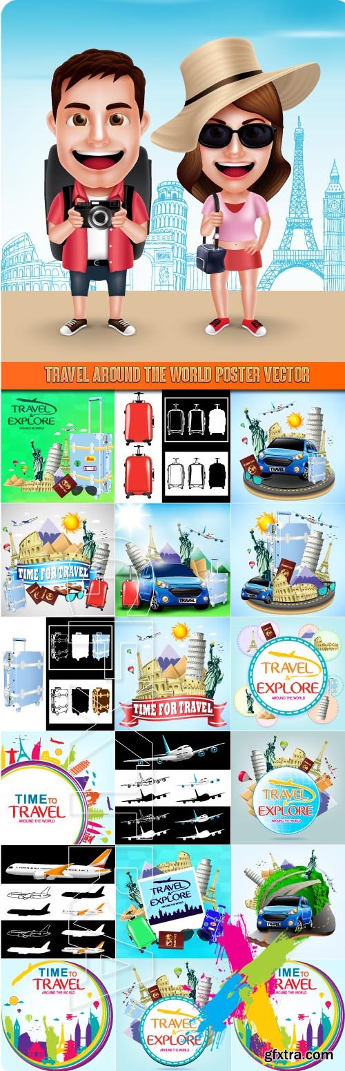 Travel around the world poster vector