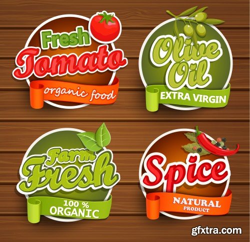 Food & Drink Labels, Stickers 10xEPS