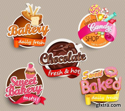 Food & Drink Labels, Stickers 10xEPS