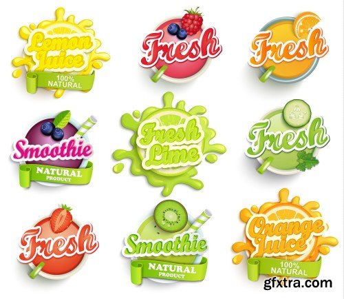 Food & Drink Labels, Stickers 10xEPS