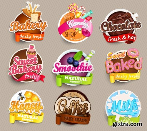 Food & Drink Labels, Stickers 10xEPS