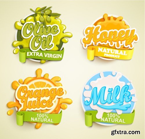 Food & Drink Labels, Stickers 10xEPS