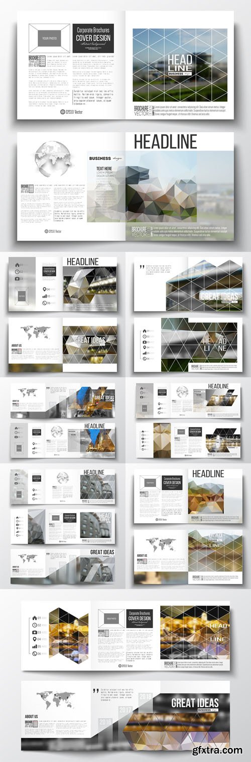 Vector Set of Tri-fold Brochures Square Design Templates Vector Set of Tri-fold Brochures Square Design Templates