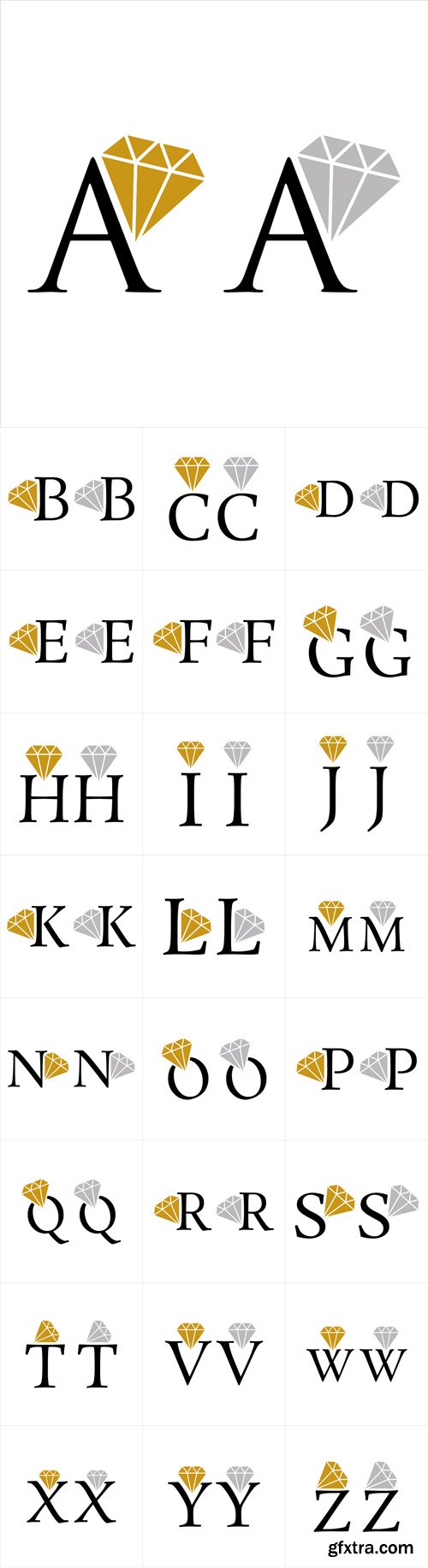 Vector Set - Letters with Diamond Vector Set - Letters with Diamond