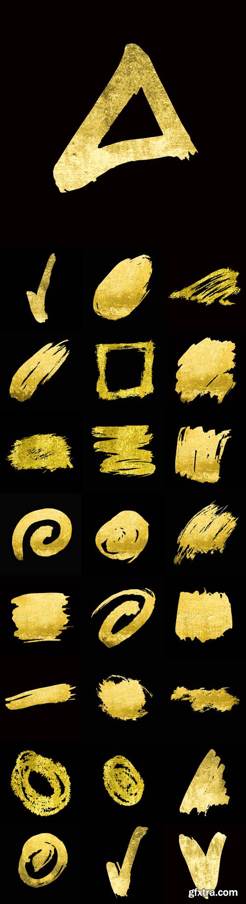 Vector Set - Gold Texture Hand Drawn Brush