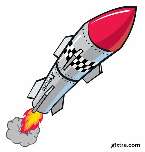 Collection of bomb rocket projectile vector image 25 EPS