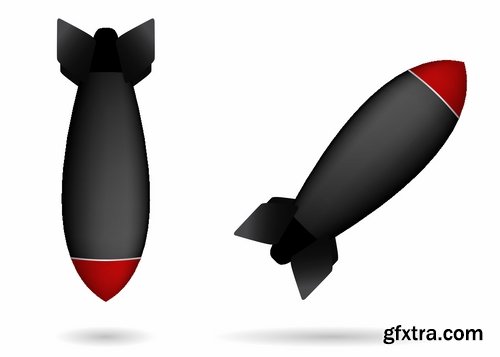 Collection of bomb rocket projectile vector image 25 EPS
