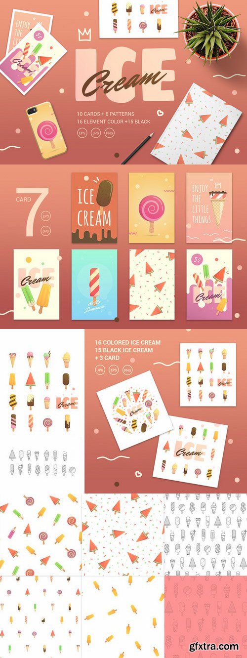 CM - Set of Ice Cream Style Flat 662460 CM - Set of Ice Cream Style Flat 662460