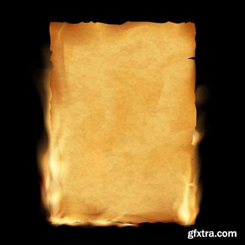 Collection of singed paper frame pattern background decoration fire 25 EPS
