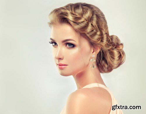 Beautiful model girl with elegant hairstyle