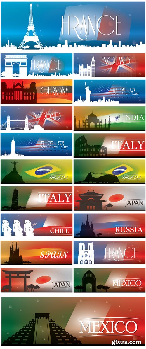 Vector Set - Country Banners Vector Set - Country Banners