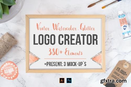 CreativeMarket Logo Creator 380+ Elements &amp; Mock-Ups 665579