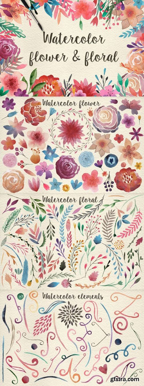 CM - 159 Watercolor flowers & florals 180187 CM - 159 Watercolor flowers & florals 180187
