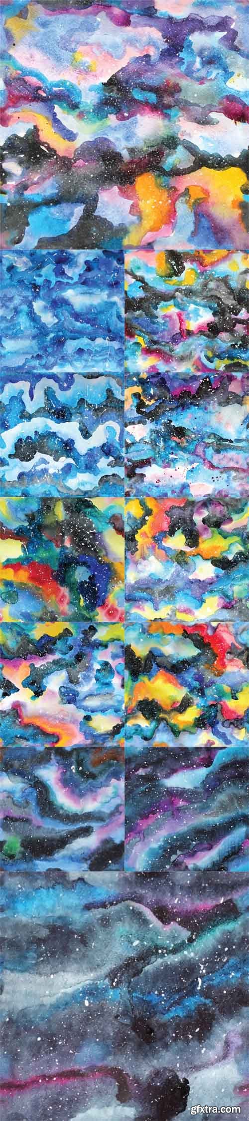 12 Watercolor Galaxy Illustration Seamless Patterns 12 Watercolor Galaxy Illustration Seamless Patterns
