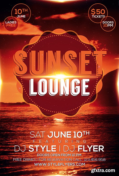 Sunset Lounge PSD Flyer Template + Facebook Cover Sunset Lounge PSD Flyer Template + Facebook Cover