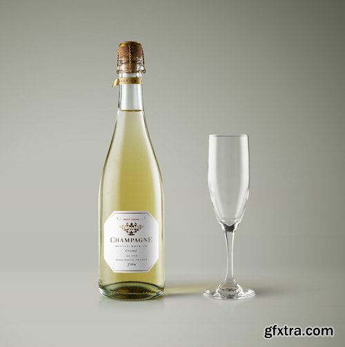 Psd Champagne Bottle Mockup Vol 2