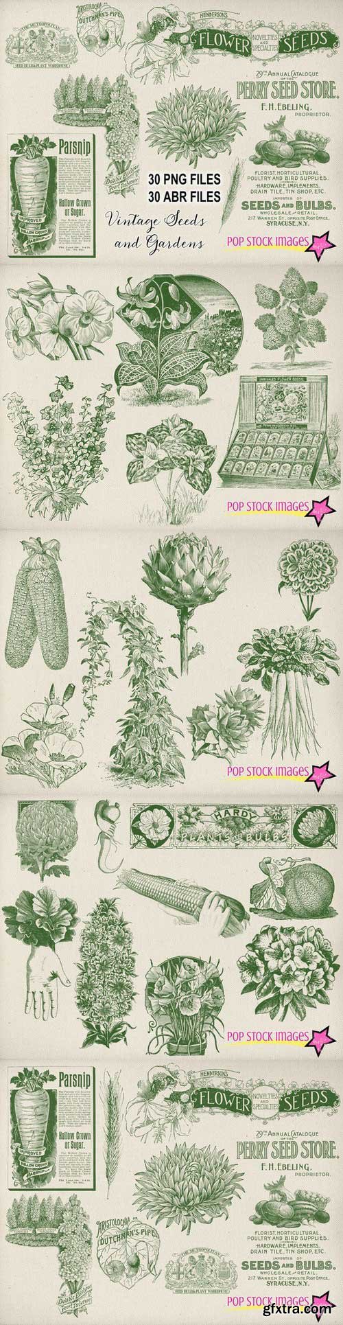 CM - Vintage Garden & Seeds Brushes Set 662215 CM - Vintage Garden & Seeds Brushes Set 662215