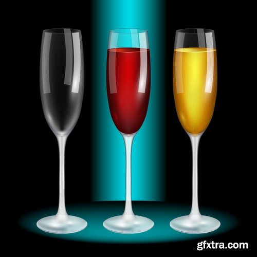 Collection of cocktail drink fresh glass cup vector image 25 EPS
