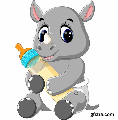 Collection of cartoon animal with a bottle of milk vector image 25 EPS