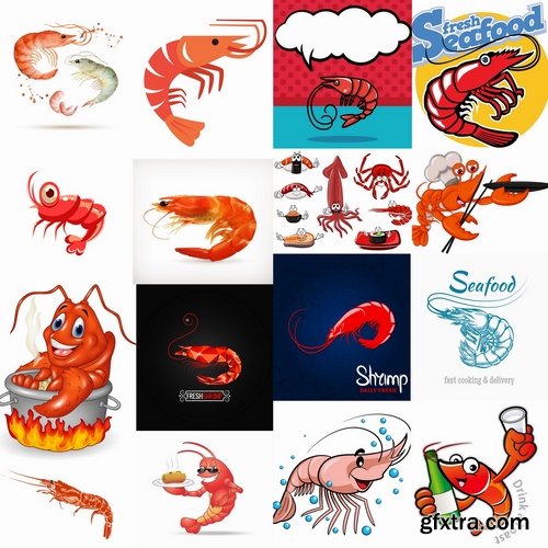 Collection Prawn Shrimp Seafood Menu Vector Image 25xEPS Collection Prawn Shrimp Seafood Menu Vector Image 25xEPS