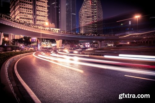 Collection of night city lights glimmer of urban transport 25 HQ Jpeg