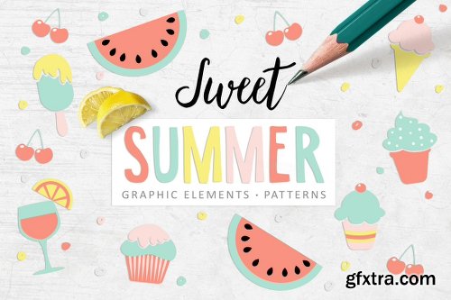 CreativeMarket Sweet Summer set 701913